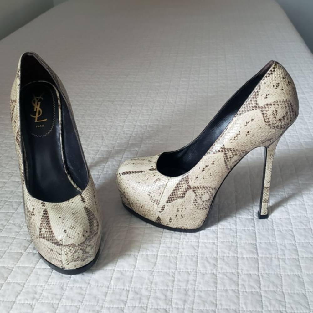 YSL Tribtoo python heels 41